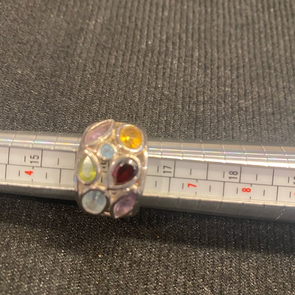 Multi Colored Gemstone And Silver Ring - image 2
